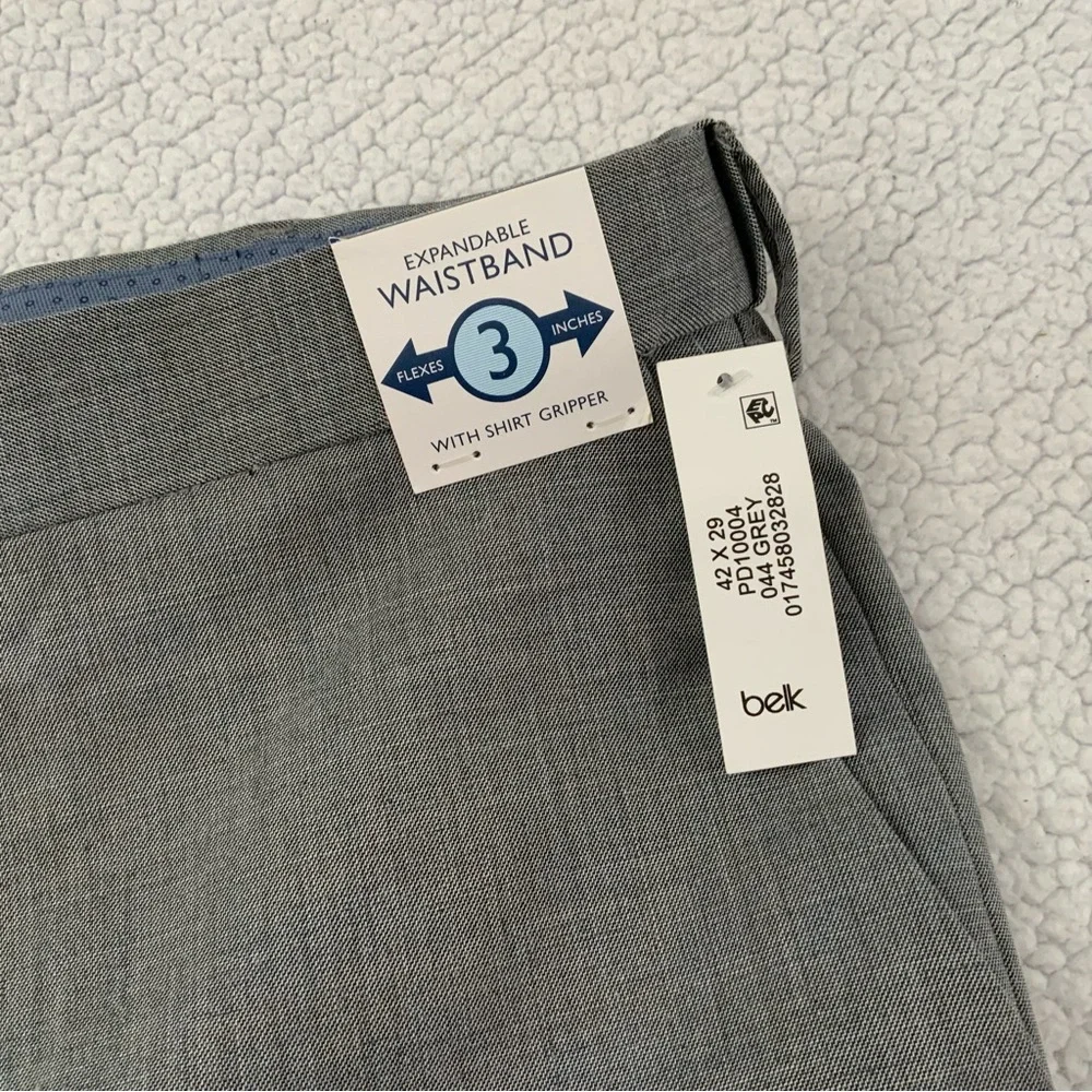 Saddlebred Traveler 42x29 Dress Pants Gray Comfort Flex No Iron Flat Front New